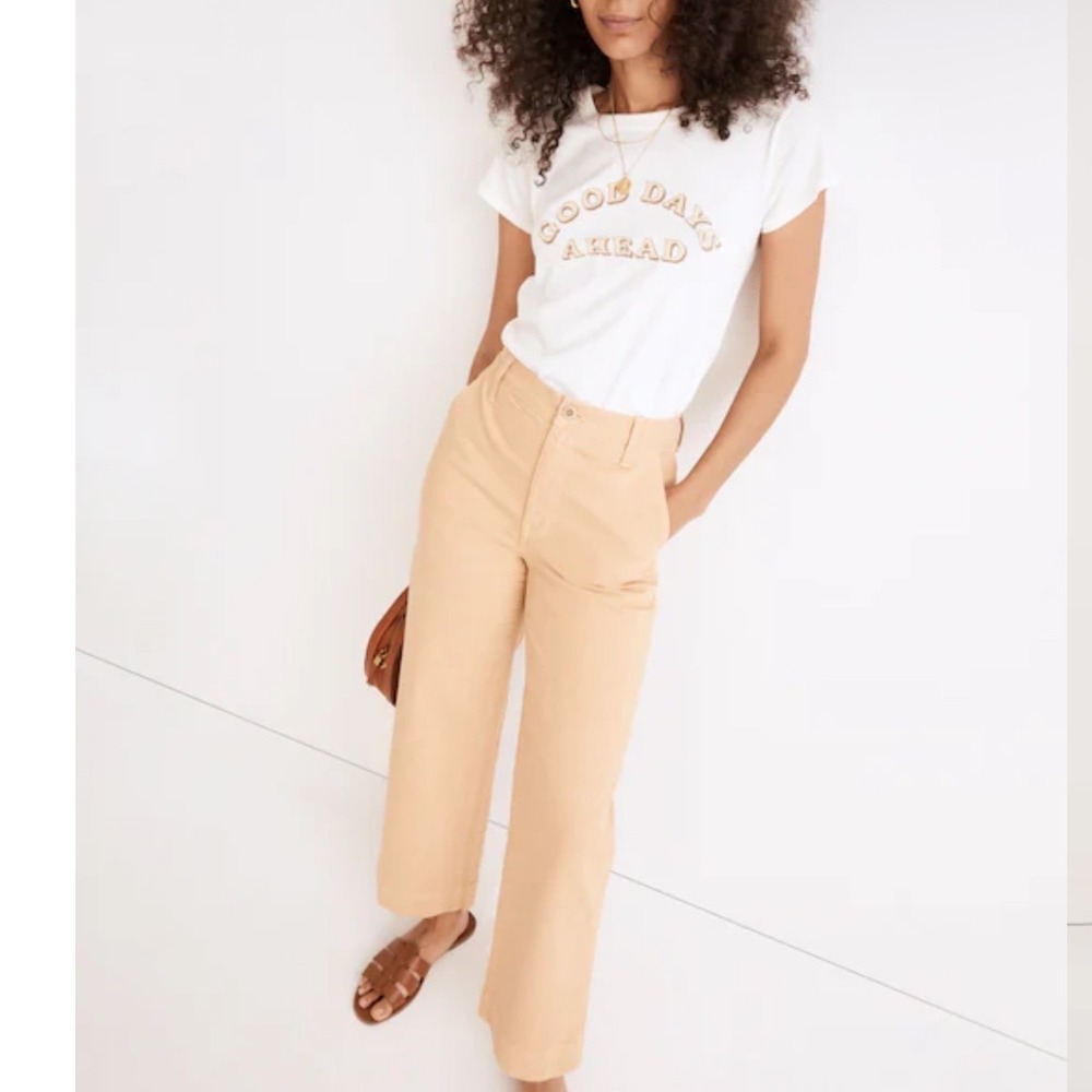 MADEWELL | The Perfect Vintage Wide Leg Khaki Tan Crop Pants, Desert Dune, 24